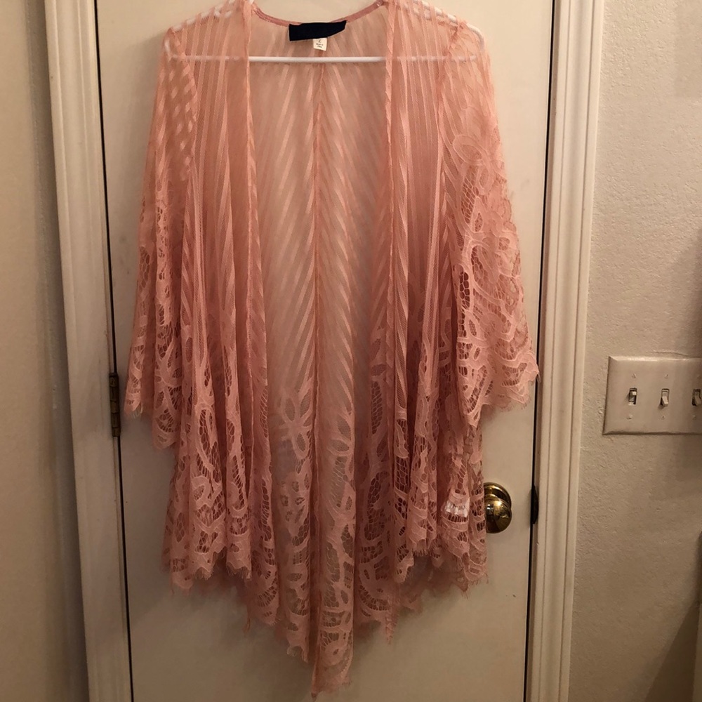 pink lace cardigan